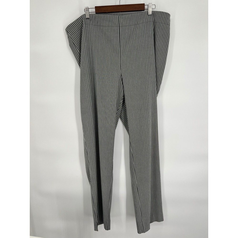 Chico's Pull On‎ Pants Gray White Striped Career Casual Trousers 4T 20T